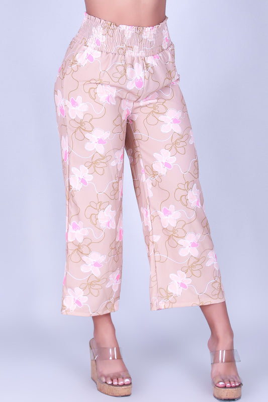 ORCHID LINE SMOCKED WAIST CAPRI'S