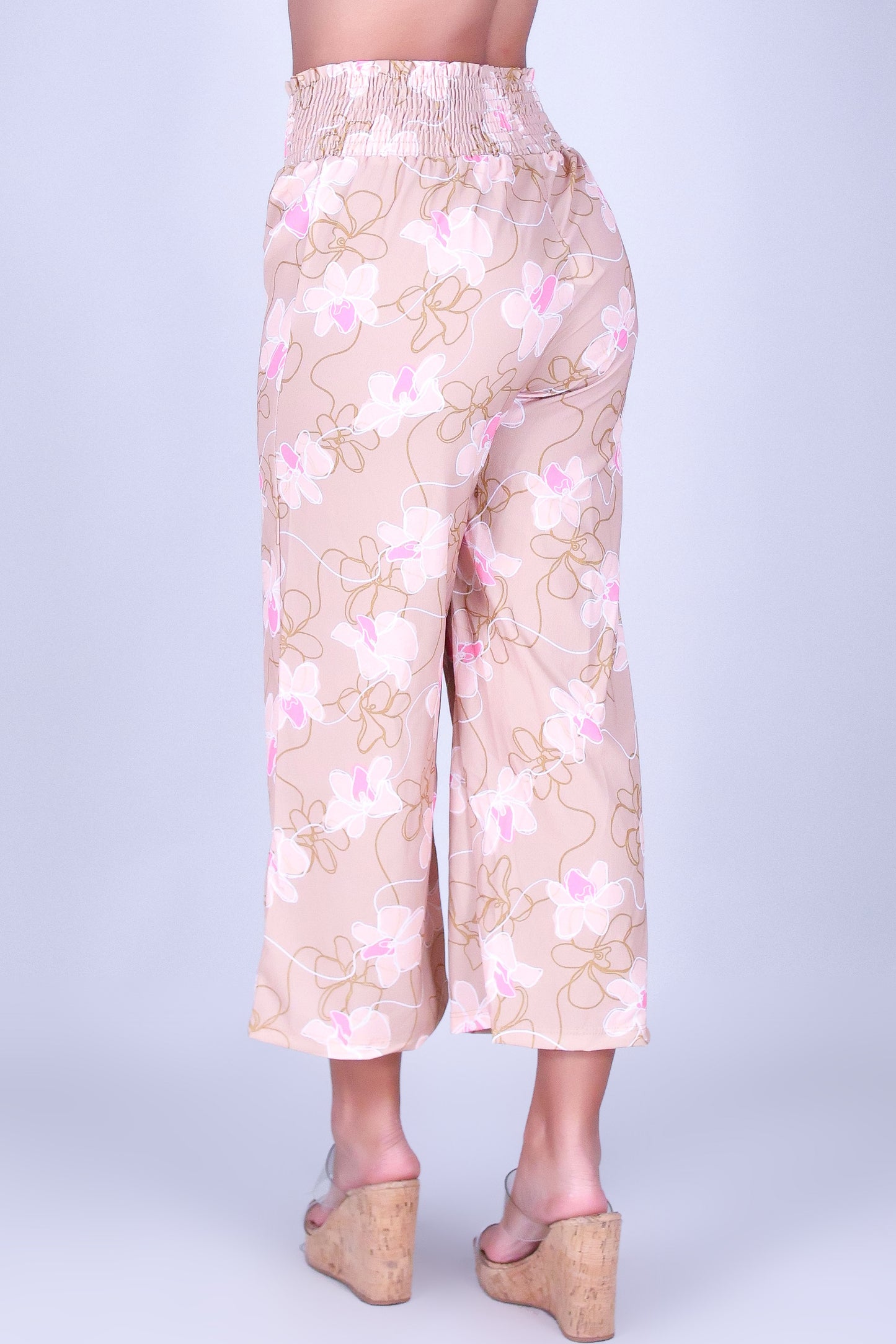 ORCHID LINE SMOCKED WAIST CAPRI'S