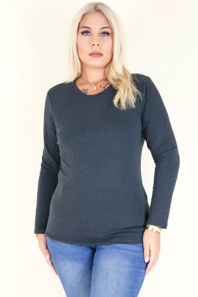 Jeans Warehouse Hawaii - PLUS BASIC LONG SLEEVE TEES - IT'S BASIC TOP | By AMBIANCE APPAREL