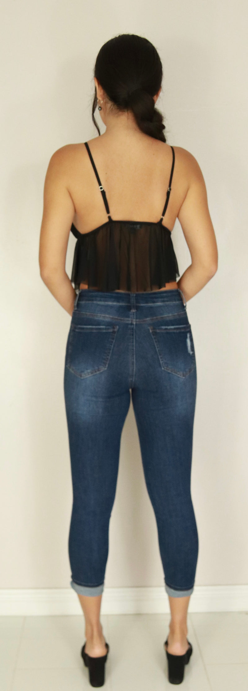 Jeans Warehouse Hawaii - S/L SOLID WOVEN TOPS - SHEER PEPLUM TOP | By MIOU MUSE