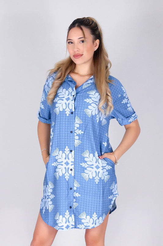 GINGHAM OHIA BUTTON DOWN DRESS