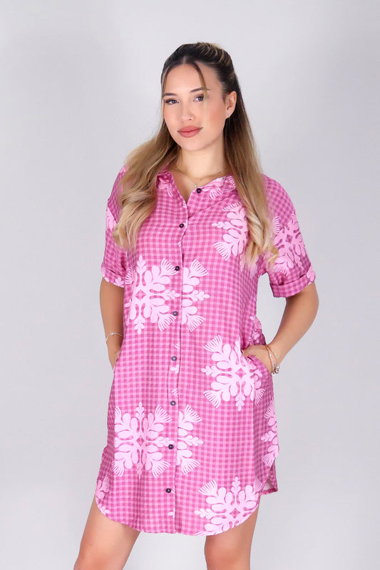 GINGHAM OHIA BUTTON DOWN DRSS