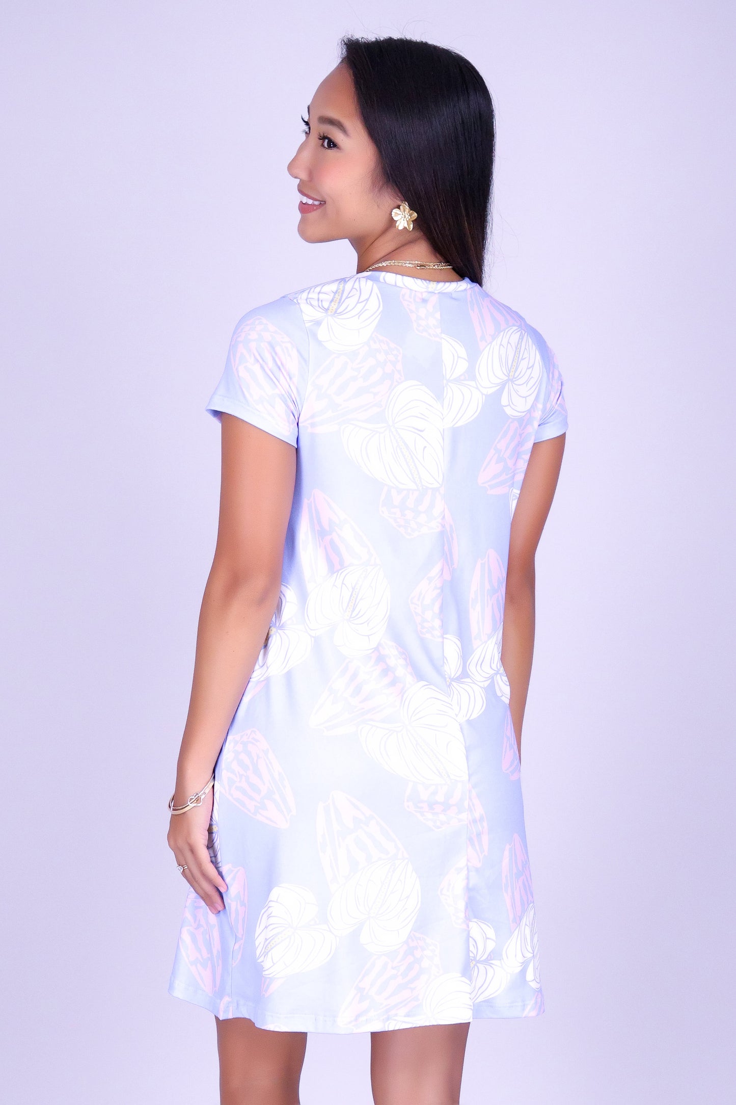 ANTHURIUM SHELL TRAPEZE DRESS