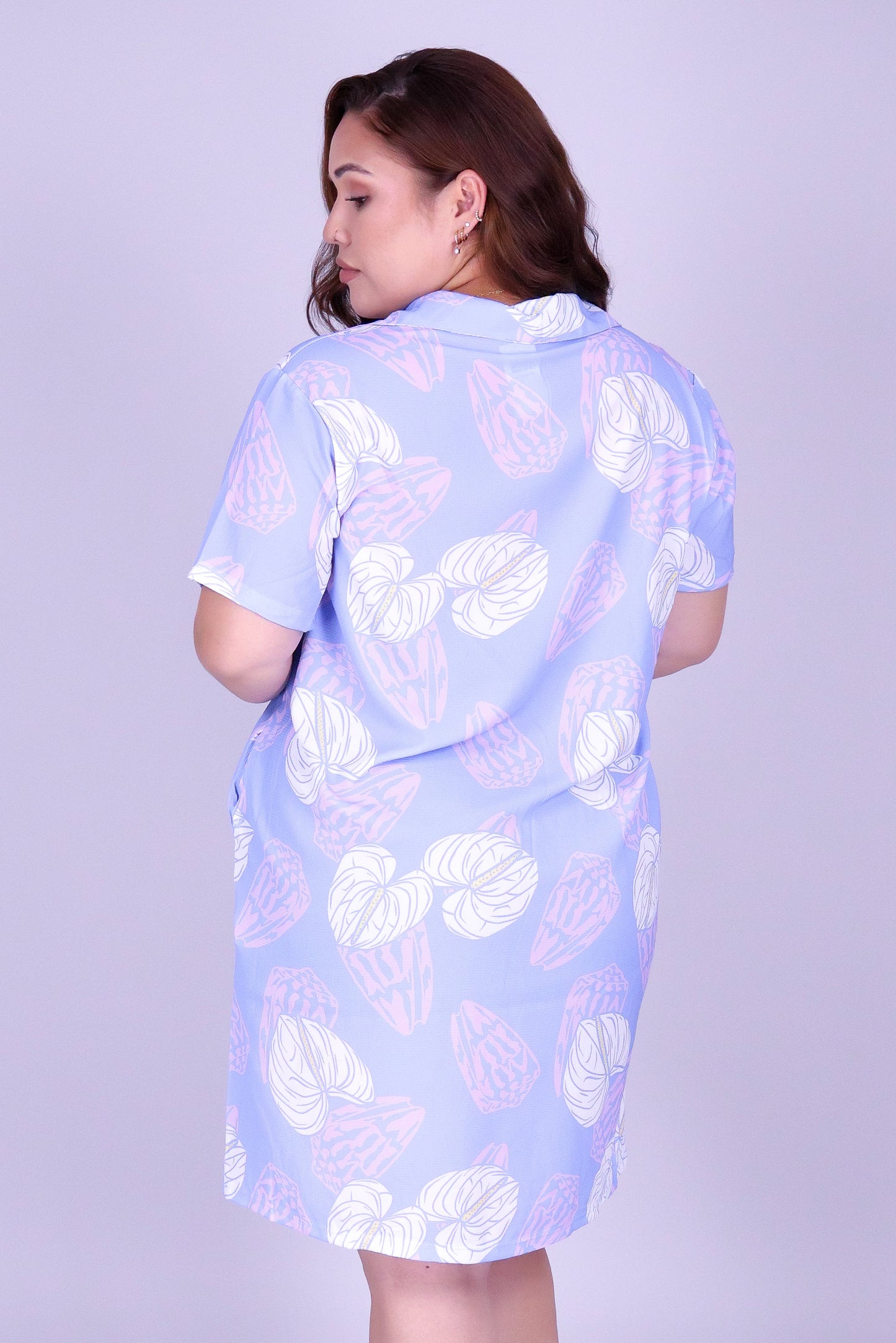ANTHURIUM SHELL BUTTON DOWN DRESS