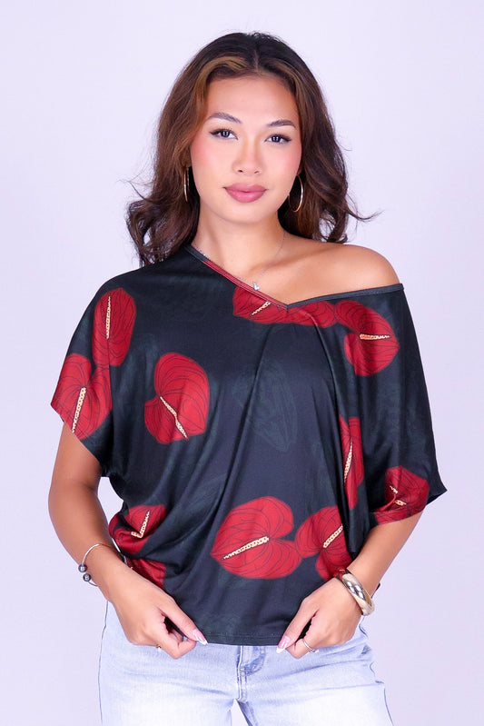 ANTHURIUM SHELL DOLMAN TOP