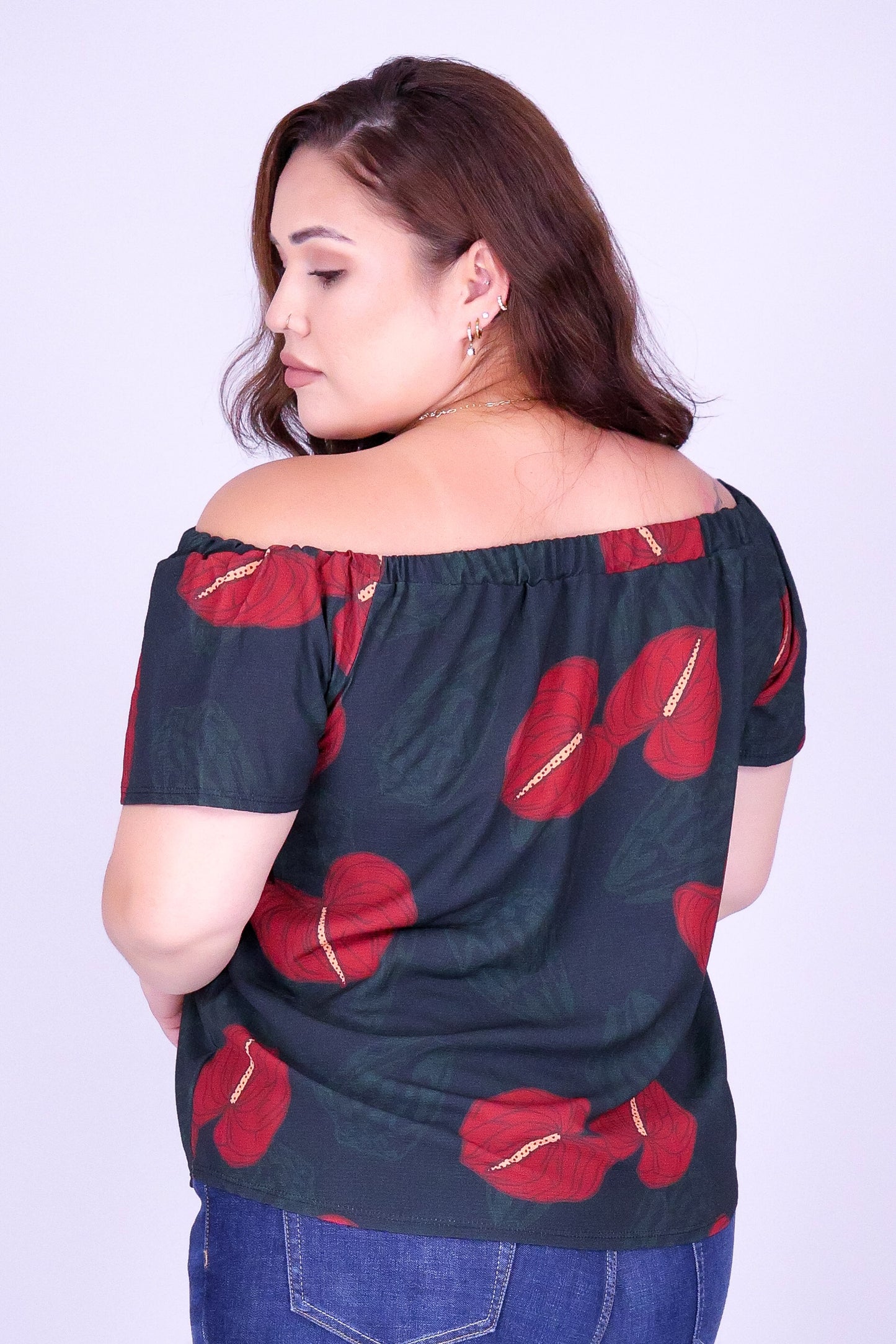 ANTHURIUM SHELL OFF SHOULDER TOP