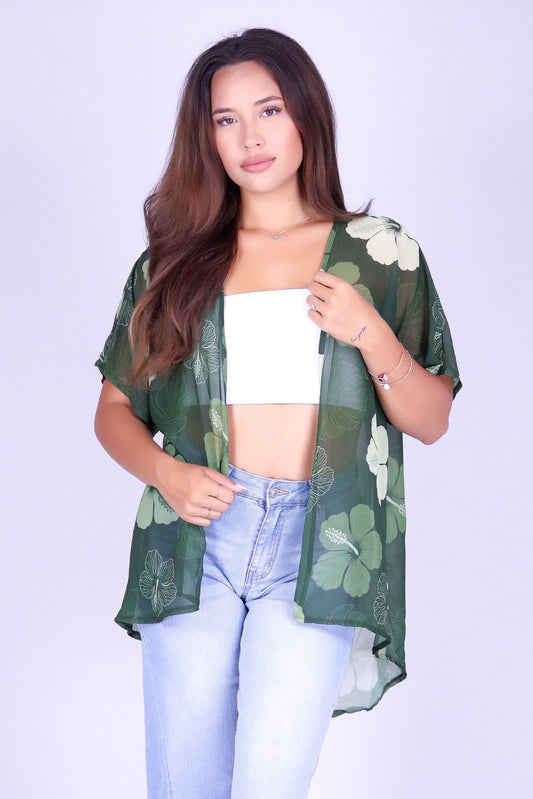 HIBISCUS PARADISE CHIFFON CARDIGAN