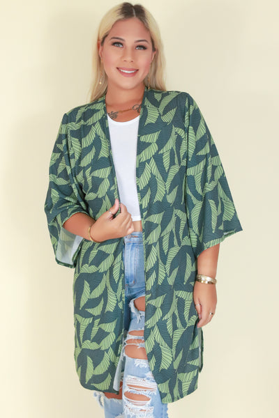 Jeans Warehouse Hawaii - PLUS S/S PRINT WOVEN TOPS - PUT YOU ON IT CARDIGAN | By LUZ