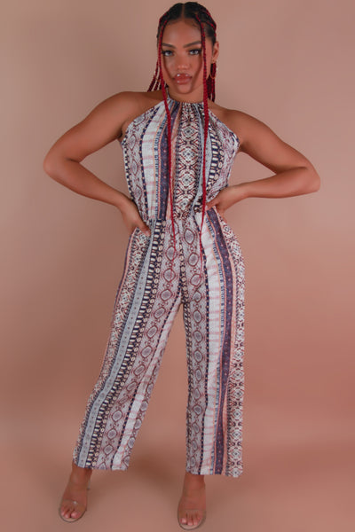 Jeans Warehouse Hawaii - PRINT CASUAL JUMPSUITS - FINISH LINE JUMPSUIT | By PAPERMOON/ B_ENVIED