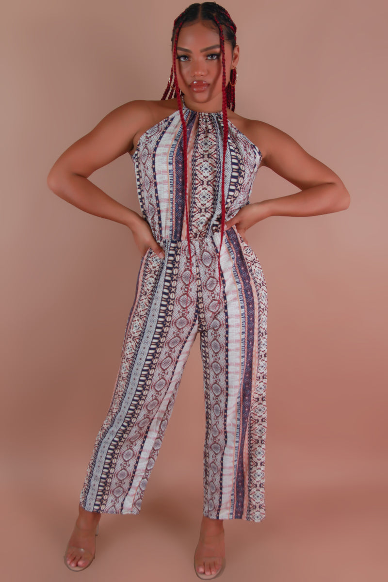 Jeans Warehouse Hawaii - PRINT CASUAL JUMPSUITS - FINISH LINE JUMPSUIT | By PAPERMOON/ B_ENVIED