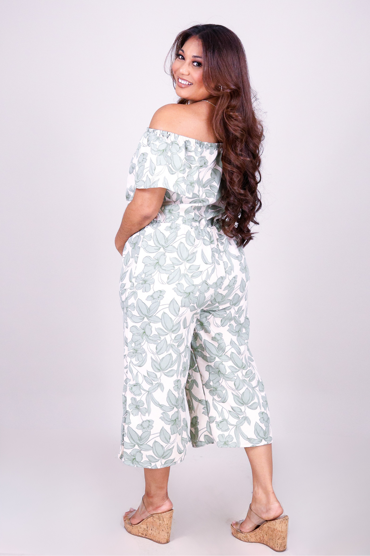 BLOOM WITHOUT LIMITS OFF SHOULDER JUMPSUIT