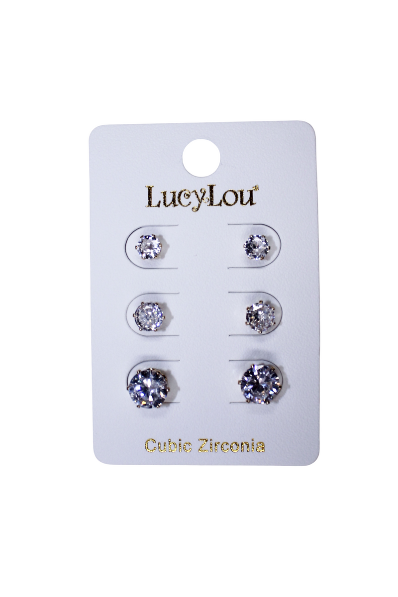 Jeans Warehouse Hawaii - CUBIC Z STUDS - 3 PAIR CUBIC STUDS | By LB COLLECTION (LB&