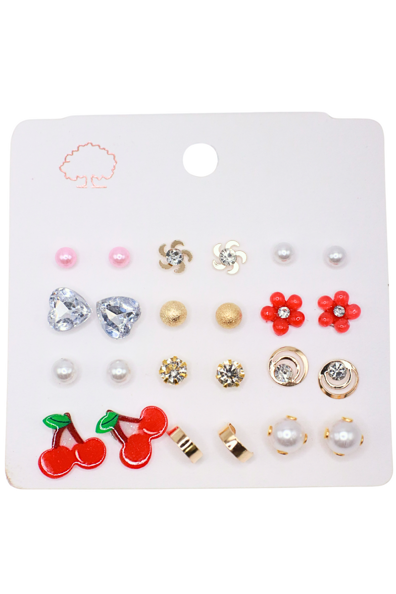 Jeans Warehouse Hawaii - MULTI ON CARD - CHERRY STUD EARRINGS | By RJ IMPORTS