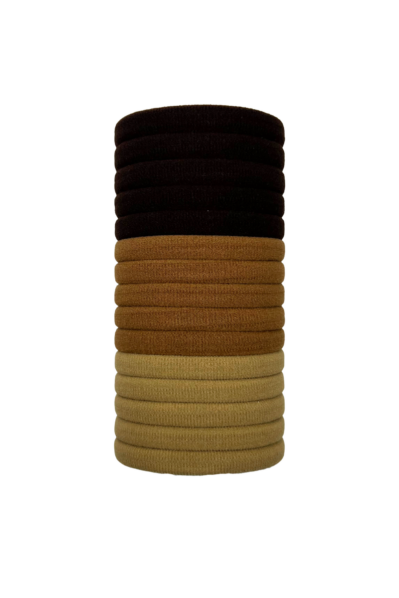 Jeans Warehouse Hawaii - PONYTAIL HOLDERS - BROWN TONE SEAMLESS HAIR TIES | By GREENWELL PROMOTIONS LTD
