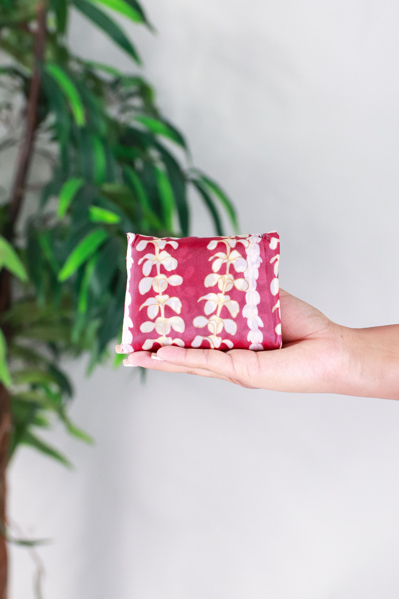 Jeans Warehouse Hawaii - TOTES - MINI PLUMERIA PIKAKE FOLDABLE REUSABLE BAG | By GREENWELL PROMOTIONS LTD