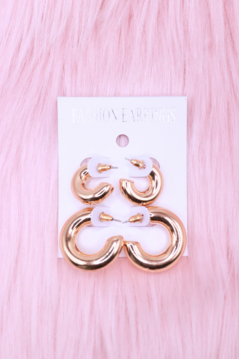 Jeans Warehouse Hawaii - BASIC HOOPS - 2 PAIR 3/4 HOOP EARRINGS | By PRINCE CO