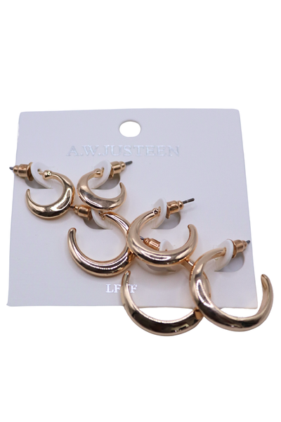 MULTI HALF MOON SET EARRINGS
