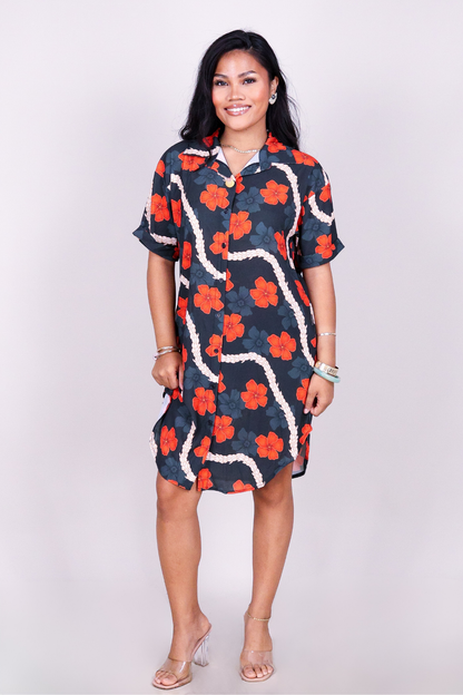 HAU PIKAKE BUTTON DOWN DRESS