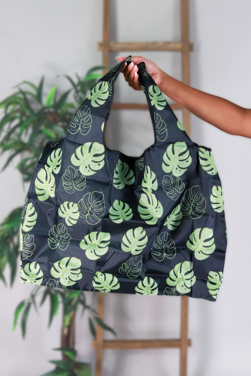 Jeans Warehouse Hawaii - TOTES - MONSTERA FOLDABLE BAG | By GREENWELL PROMOTIONS LTD