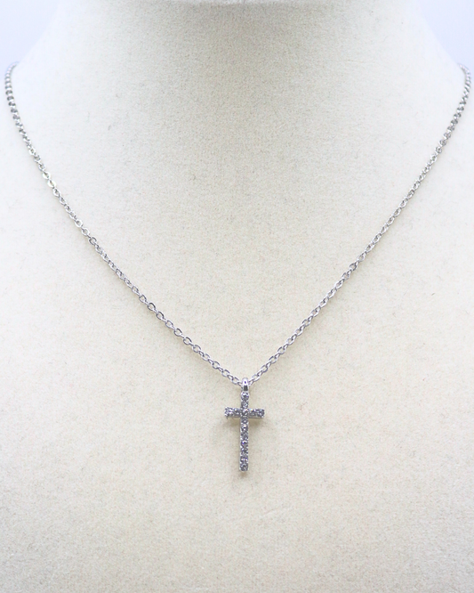 SMALL SILVER CROSS NECKLACE