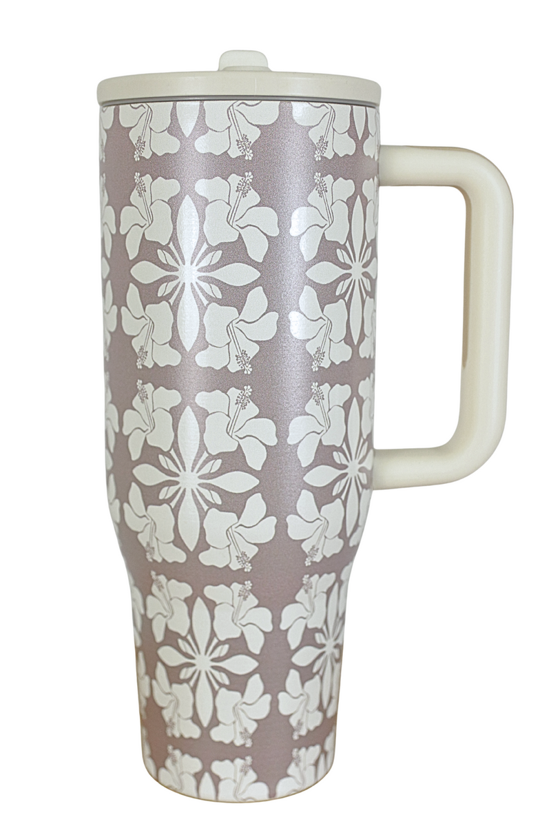 Jeans Warehouse Hawaii - MISC ACCESSORY - HIBISCUS QUILT TUMBLER | By GREENWELL PROMOTIONS LTD