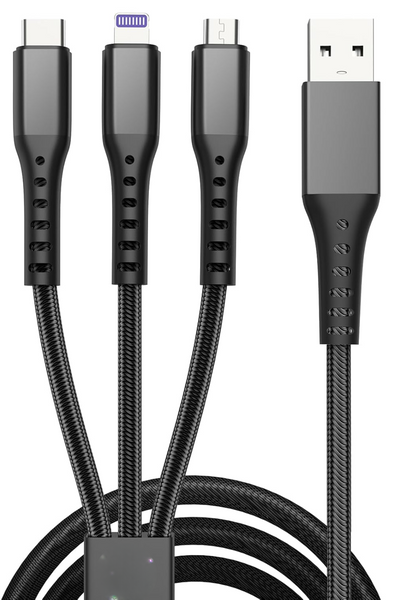 Jeans Warehouse Hawaii - TECH ACCESSORIES - 3 IN 1 CHARGING CABLE | 10 FT | By WATCH TIME INC