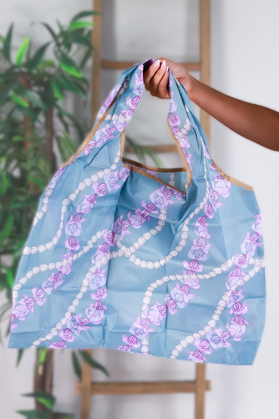 Jeans Warehouse Hawaii - TOTES - CROWN FLOWER FOLDABLE BAG | By GREENWELL PROMOTIONS LTD