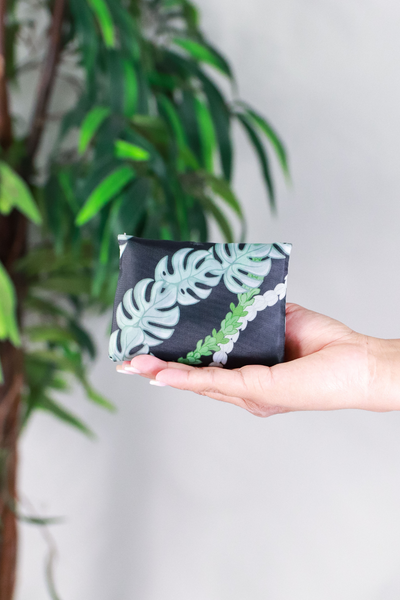 Jeans Warehouse Hawaii - TOTES - MINI MONSTERA PIKAKE FOLDABLE REUSABLE BAG | By GREENWELL PROMOTIONS LTD