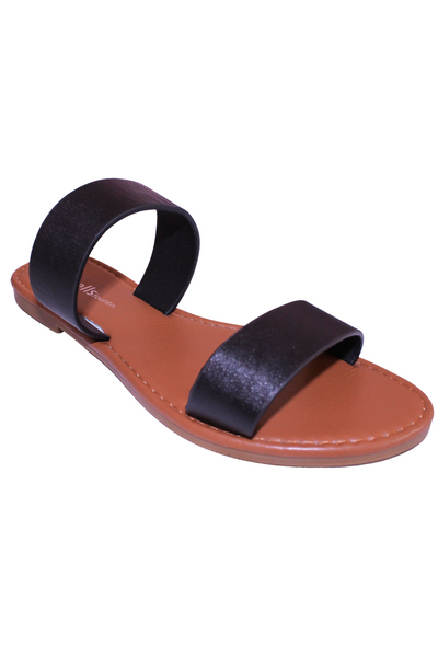 Jeans Warehouse Hawaii - BIG SIZE FLATS 9-12 - DOUBLE WIDE STRAP OPEN FLAT | SIZES 9-12 | By WELLS FOUNTAIN INC.