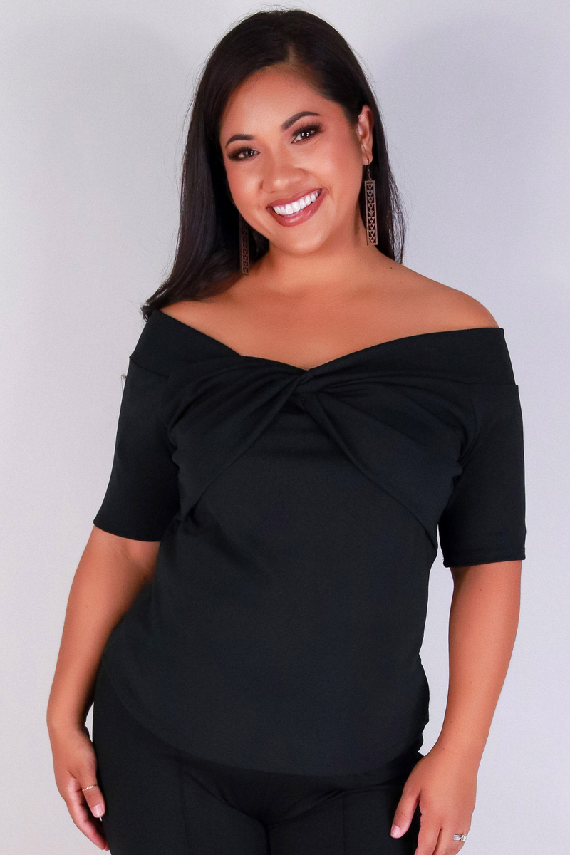 Jeans Warehouse Hawaii - PLUS S/S Knit Top - ALL THAT MATTERS OFF SHOULDER TOP | By HAUTE FOX
