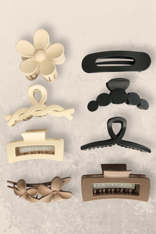 NEUTRAL TONES CLAW CLIP SET