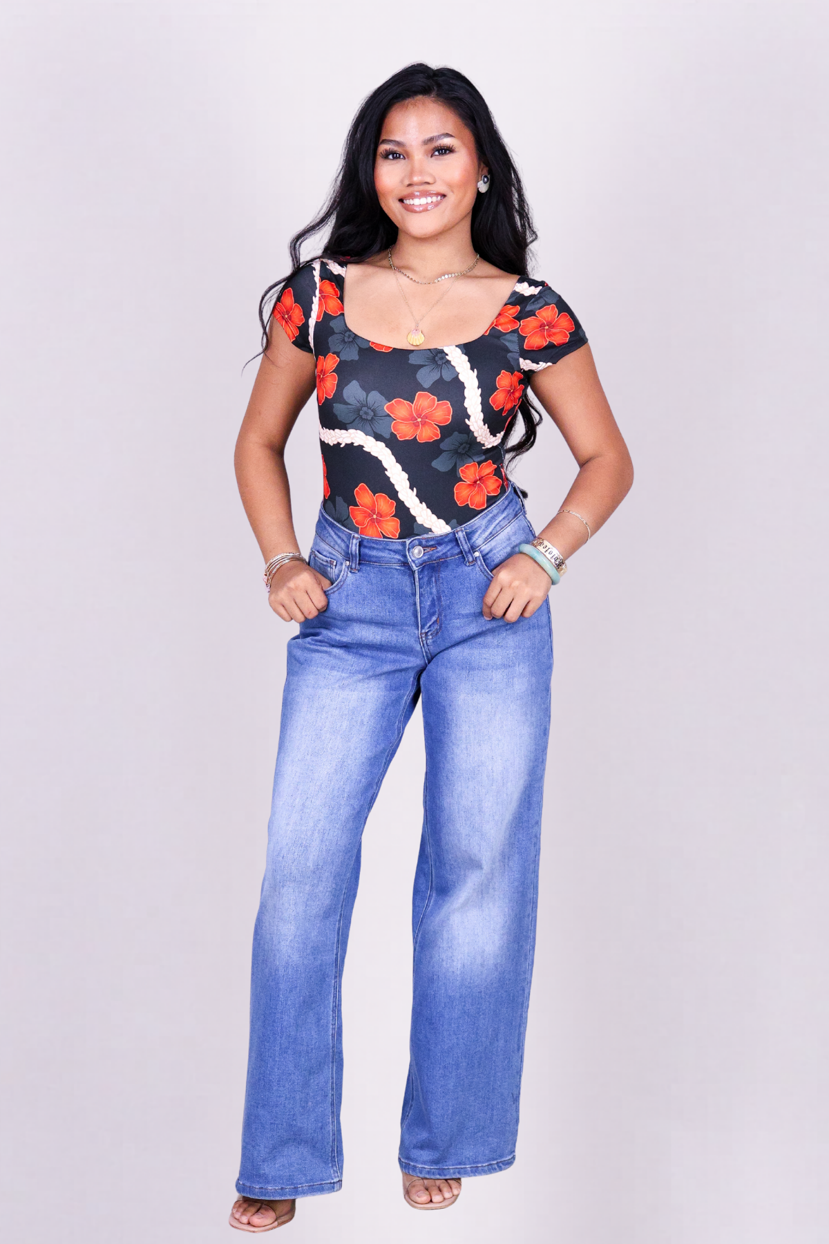 HAU PIKAKE SQUARE NECK BODYSUIT