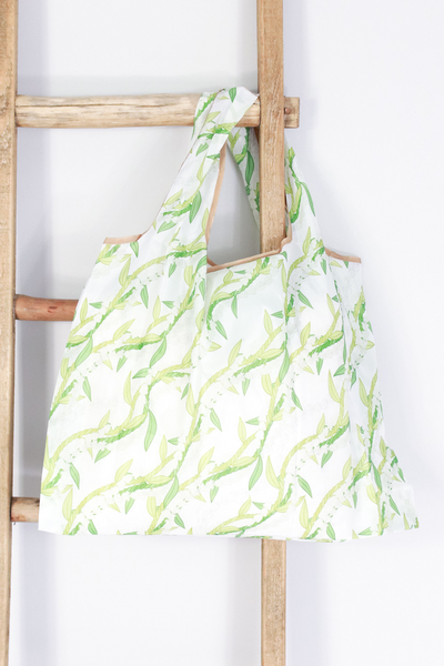 Jeans Warehouse Hawaii - TOTES - CROWN FLOWER TI LEAF FOLDABLE BAG | By GREENWELL PROMOTIONS LTD