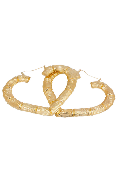 SMALL HEART BAMBOO HOOP EARRINGS