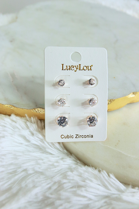 Jeans Warehouse Hawaii - CUBIC Z STUDS - GLITZ TRIO CUBIC STUDS | By LB COLLECTION (LB'S FASH