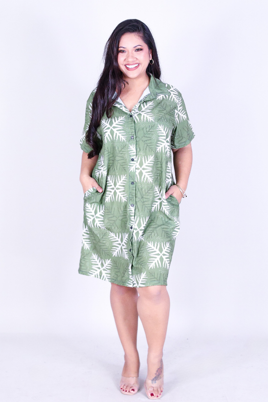 LAUAE QUILT BUTTON DOWN DRESS