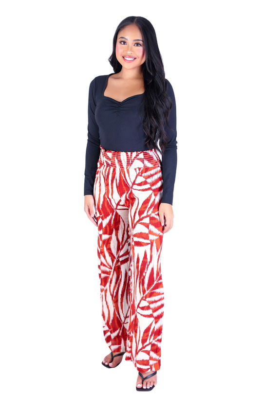 WATERCOLOR PARADISE SMOCKED WAIST PANTS