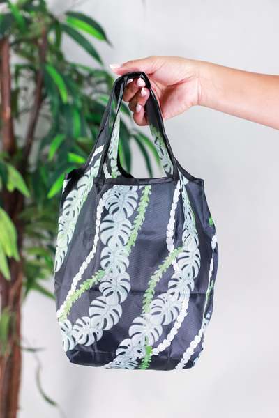 Jeans Warehouse Hawaii - TOTES - MINI MONSTERA PIKAKE FOLDABLE REUSABLE BAG | By GREENWELL PROMOTIONS LTD