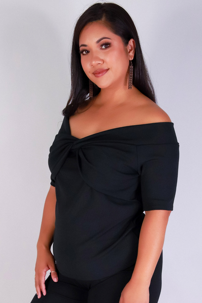 Jeans Warehouse Hawaii - PLUS S/S Knit Top - ALL THAT MATTERS OFF SHOULDER TOP | By HAUTE FOX