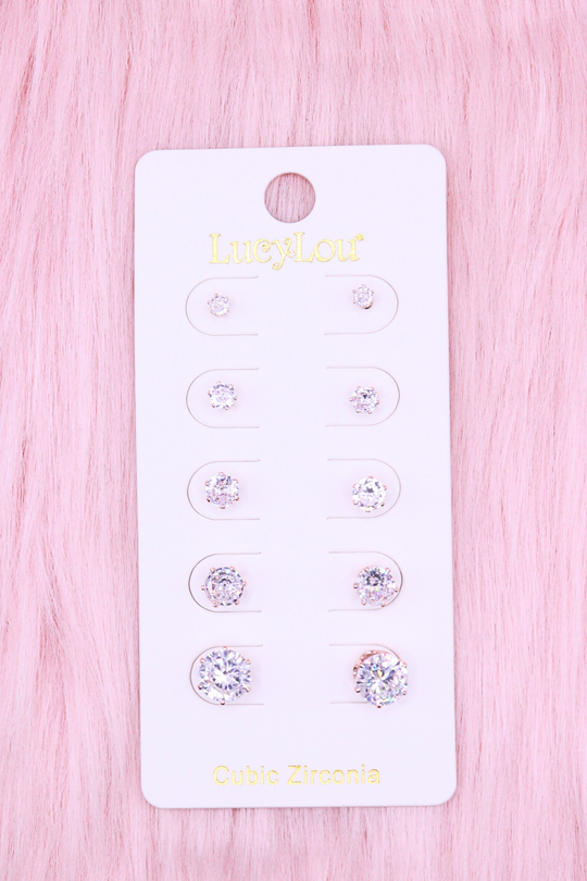 MULTI SZE ROSE GOLD STUDS PACK