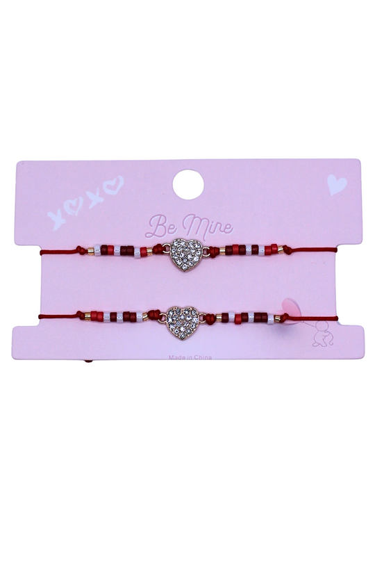 PINK BEAD HEART BRACELET
