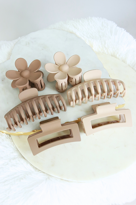 NEUTRAL BROWN ASSORTED HAIR ACCESSORIES