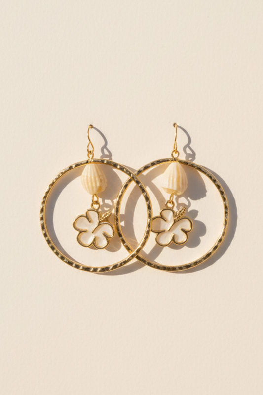 HIBISCUS PIKAKE DANGLE EARRINGS