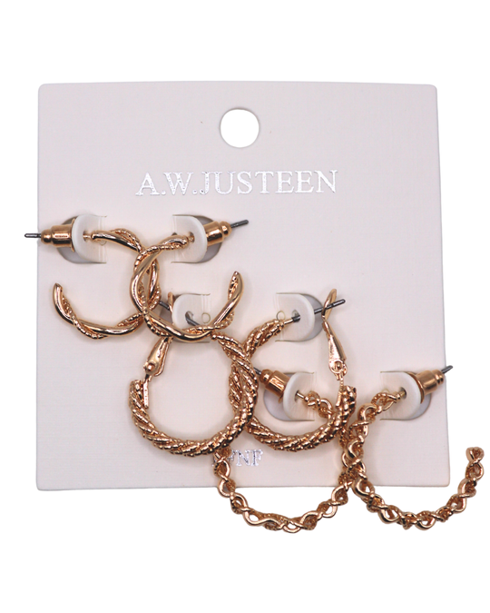 GOLDEN TWIST HALF MOON EARRING SET