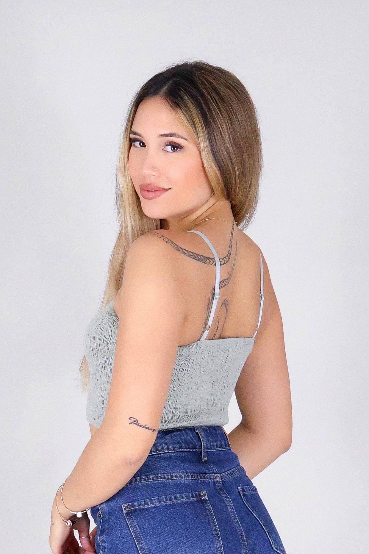 EDEN SMOCKED CROP TUBE TOP
