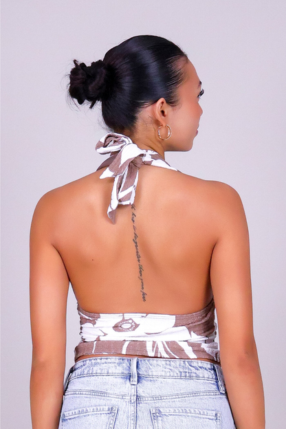 SUNSET BLOOM HALTER TOP