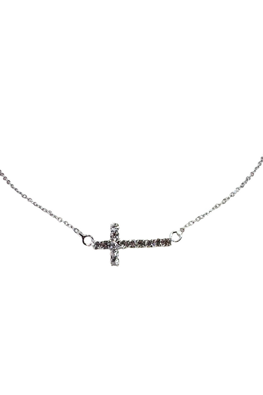 RHINESTONE SIDEWAY CROSS
