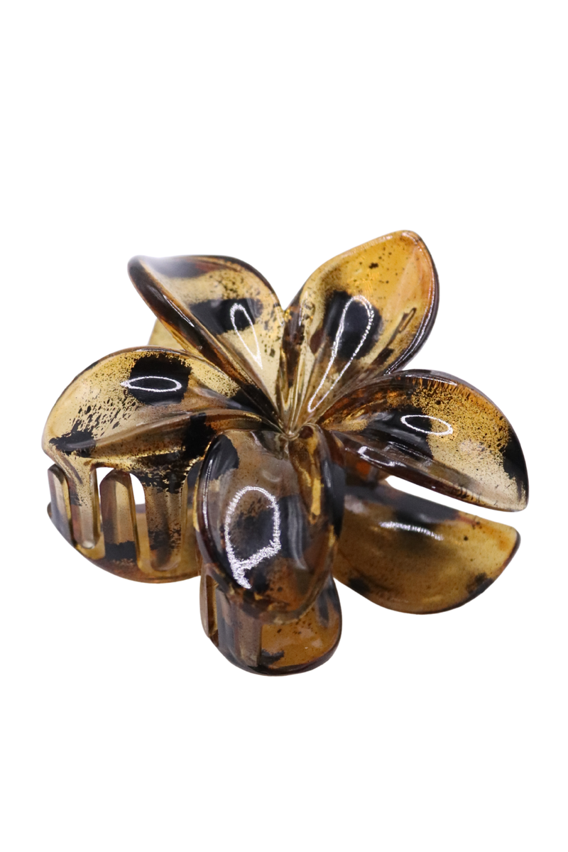 LEOPARD SPOTS PLUMERIA CLAW CLIP