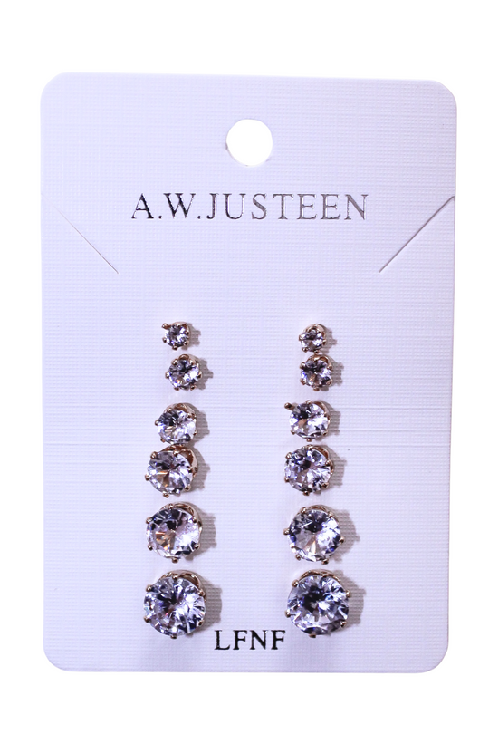 6 PAIR MULTI SIZE STUDS