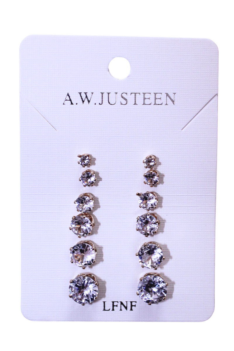 Jeans Warehouse Hawaii - MULTI ON CARD - 6 PAIR MULTI SIZE STUDS | By PRINCE CO